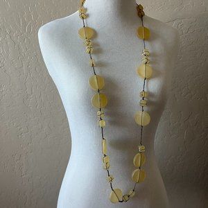 Contemporary Yellow Lucite and Grey Silk Cord Necklace | 22" | NWT
